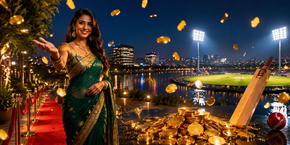 Indian woman enjoying cricket betting on mobile device